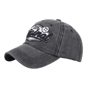 Vintage washed dark grey baseball cap with Original 77 3D embroidery on front
