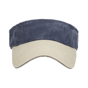 Unisex washed canvas sun visor hat in navy and beige for outdoor sports activities
