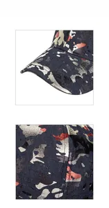 Close-up of reflective camo baseball cap featuring twill fabric and stitching details