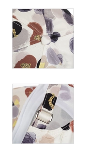 Close-up of vintage floral baseball cap with metal buckle and sweatband detail