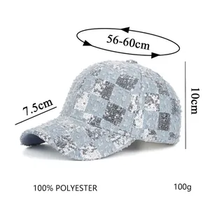 Ethnic sequined baseball cap in light blue denim with adjustable 56-60cm head size