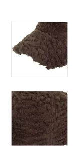 Detailed macro view of the brown teddy fleece fabric on the winter baseball cap