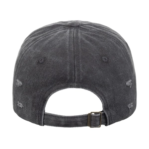 Vintage gewaschene dunkelgraue Baseballkappe mit Distressed-Details und Metallschnalle