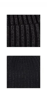 Close-up of premium rib-knit texture and dense stitching on a warm winter beanie hat