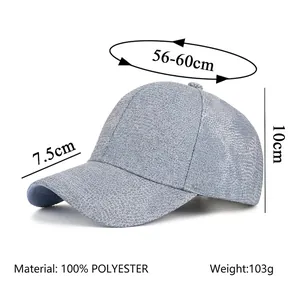 Gray sequin baseball cap for sun protection with adjustable strap 56-60cm