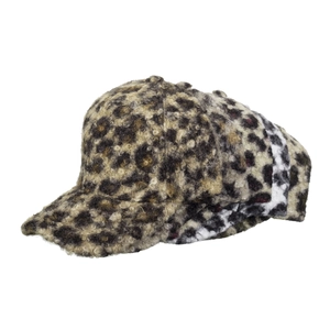 Women's leopard print plush baseball caps in thick fleece for winter fashion