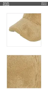 Macro shot of brown faux fur baseball cap showing soft texture and high-quality stitching