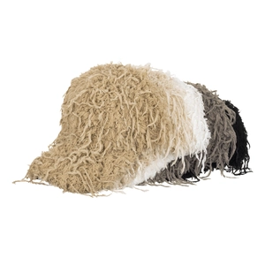 Plush faux fur baseball caps in assorted colors with long fringe texture for autumn and winter