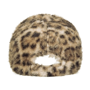 Casquette de baseball d'hiver en fausse fourrure léopard pour femme avec trou pour queue de cheval