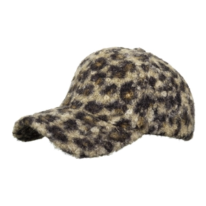 Women's leopard print plush baseball cap for autumn winter with fuzzy teddy fleece fabric