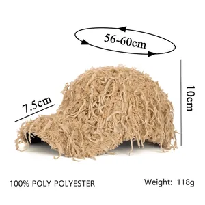 Plush faux fur baseball cap in light brown with size measurements and warm winter style
