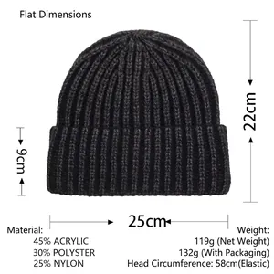 Winter color-block knit beanie for men and women with ribbed elastic warm fabric