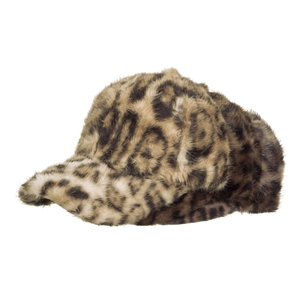 Casquette de baseball d'hiver chaude avec motif léopard en fausse fourrure pelucheuse