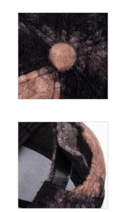 Detail of checkered plush fabric texture with adjustable velcro strap on baseball cap