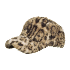 Casquette de baseball d'hiver pour femme en fausse fourrure léopard en peluche