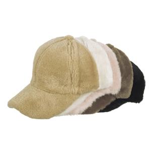Winter faux fur baseball caps for women in khaki, beige, pink, brown and black colors