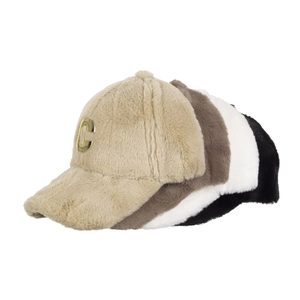 Dicke Plüsch Winter Baseball Caps für Damen mit Metall C Logo in mehreren Farben