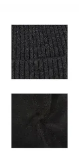 Close-up of the black thermal knit fabric showing ribbed wool texture and premium material