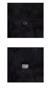 Detail showing material tag: 45% Acrylic, 30% Polyester, 25% Nylon, Made in China
