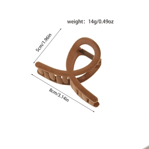 Brown flocking hair claw clip with matte texture and size specs 8cm for women styling
