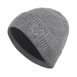 Bonnet en maille grise avec broderie M et doublure polaire chaude pour l'hiver