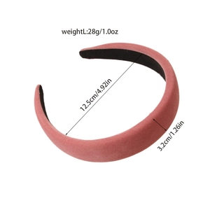 Diadema retro de terciopelo rosa palo para mujer con acolchado grueso y diseño minimalista
