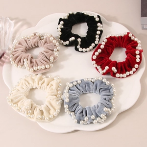 Eleganti Elastici per Capelli in Velluto per Donna Retrò con Finta Perla Artificial Fasce per Capelli Strass Elastici per Festa