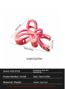 Pink gradient butterfly hair claw clip with specific dimensions 10x8x4cm showing size detail