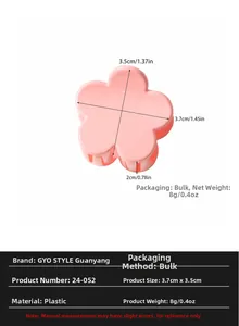 Pink matte flower hair claw clip for women, size 3.7x3.5cm, detail of durable resin material