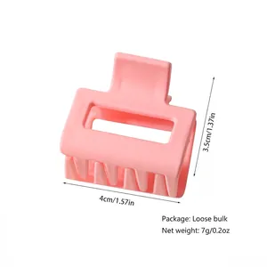 Pince à cheveux carrée rose mat de 4 cm pour coiffures féminines demi-hautes