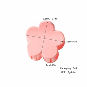 Pink matte flower hair claw clip for women with detailed size measurements in inches