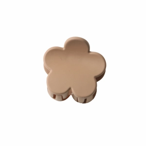 Matte beige flower hair claw clip with frosted texture and small shark clip design