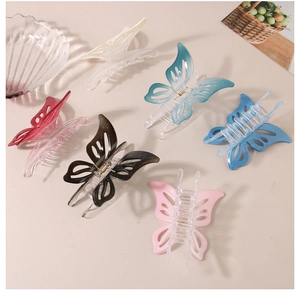 Collection de pinces à cheveux papillon évidées en six couleurs translucides dégradées