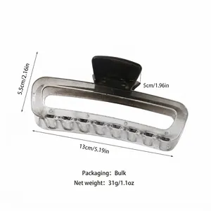 Large 13cm smoked grey geometric hair claw clip for thick hair with non-slip design