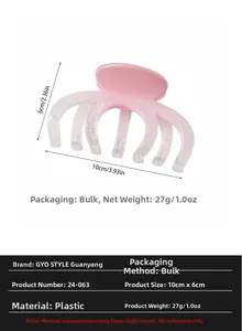 Detail showing dimensions and specs of the pink matte hair claw clip for thick hair