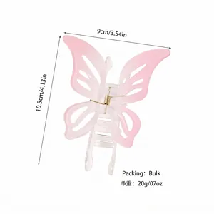 Pince à cheveux papillon évidée élégante avec dégradé rose et ressort doré robuste