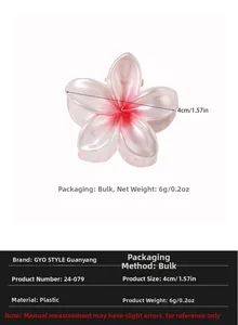 Détails de taille pour pince à cheveux fleur de frangipanier 4cm en plastique rose dégradé