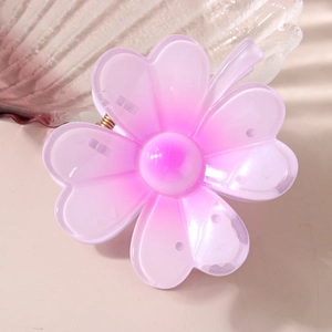 Pink gradient translucent flower hair claw clip with high-quality spring for women