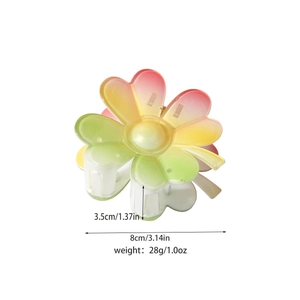 Floral gradient hair claw clip in matte finish with pink yellow and green colors