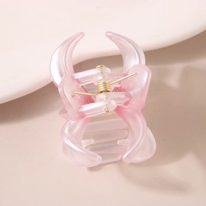 Pince à cheveux fleur rose nacrée de 4 cm en résine brillante pour coiffures élégantes