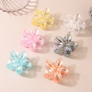 Lot de 6 pinces à cheveux en forme de fleur de frangipanier aux reflets nacrés