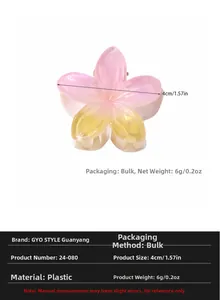 Détail de la pince à cheveux fleur de 4cm dégradé rose et jaune avec spécifications