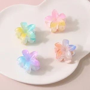 Lot de quatre pinces à cheveux en forme de fleur dégradée en résine de style coréen