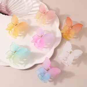 Pince À Cheveux Papillon Dégradé Mat Résine Barrette Antidérapante Style Coréen Doux Pour Femme Coiffure Quotidienne Fête