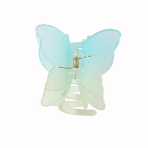 Pince à cheveux papillon avec dégradé bleu et vert et finition givrée mate
