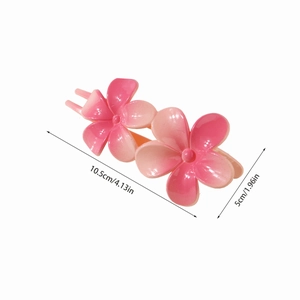 Rosa Ombré Blumen-Haarklammer für Damen mit doppeltem Blumendesign und 10,5 cm Länge