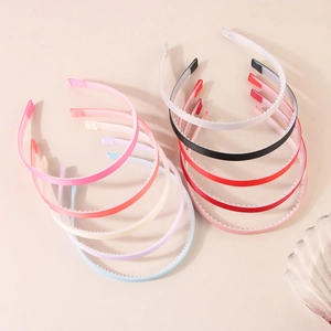 Set of colorful grosgrain ribbon wrapped nonslip headbands with internal teeth for DIY