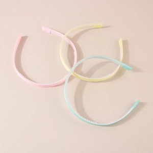 Three-pack 1cm non-slip pastel headbands with inner teeth for DIY hair accessories
