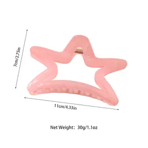 Pink star-shaped hair claw clip with 11cm length measurement on white background