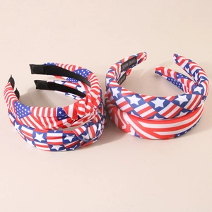 Set of four American flag patterned headbands with stars and stripes for women